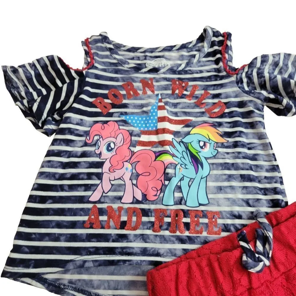 My Little Pony cold shoulder patriotic outfit 4T